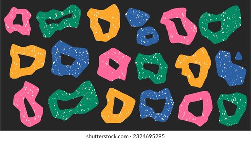 Set of different abstract shapes and patterns. Hand drawn doodles. Modern fashion illustration. Flat design, cartoon drawing, vector.