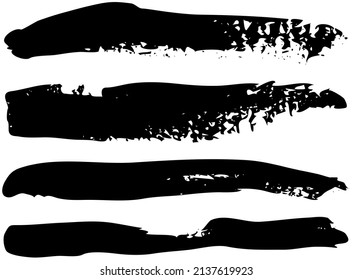 Set of different abstract shapes, smears and prints. Black design elements isolated on white background. Seamless pattern for creating style. Decoration template, brush strokes for design styling