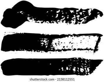 Conjunto de diferentes formas abstractas, smears e impresiones. Elementos de diseño negros aislados en fondo blanco. Patrón transparente para crear estilo. Plantilla de decoración, trazos de pincel para el diseño