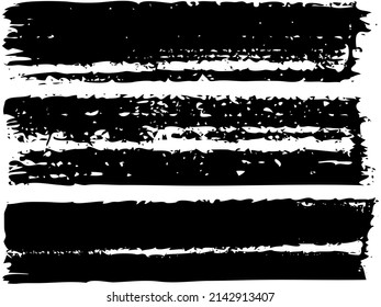 Conjunto de diferentes formas abstractas, smears e impresiones. Elementos de diseño negros aislados en fondo blanco. Patrón transparente para crear estilo. Plantilla de decoración, trazos de pincel para el diseño