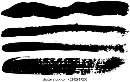 Set of different abstract shapes, smears and prints. Black design elements isolated on white background. Seamless pattern for creating style. Decoration template, brush strokes for design styling