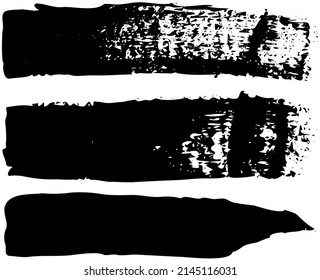 Set of different abstract shapes, smears and prints. Black design elements isolated on white background. Seamless pattern for creating style. Decoration template, brush strokes for design styling