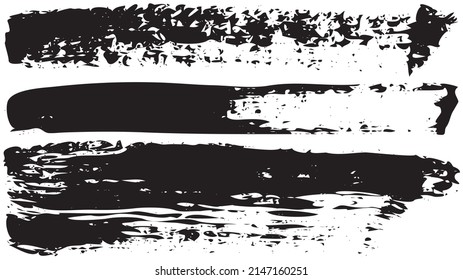 Set of different abstract shapes, smears and prints. Black design elements isolated on white background. Seamless pattern for creating style. Decoration template, brush strokes for design styling