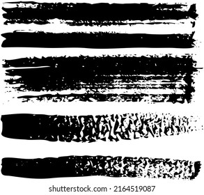 Set of different abstract shapes, smears and prints. Black design elements isolated on white background. Seamless pattern for creating style. Decoration template, brush strokes for design styling