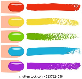 Set of different abstract smears and prints. Seamless pattern for creating style near manicured fingers. Decoration template, brush strokes for design styling. Acrylic art painted textured stripes
