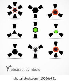 Set of different abstract symbols for design isolated on a white background