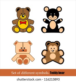 Set of different abstract symbols for design. toy teddy bear. vector