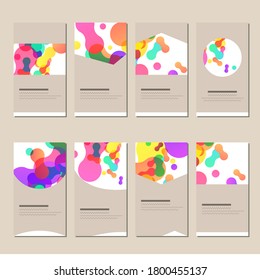 Set with different abstract templates with bright blots. Cards for your design and advertisement