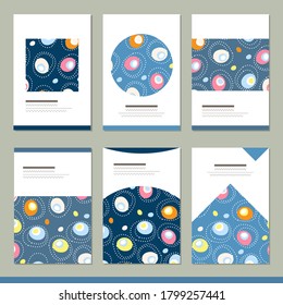 Set with different abstract templates with dots. Cards for your design and advertisement