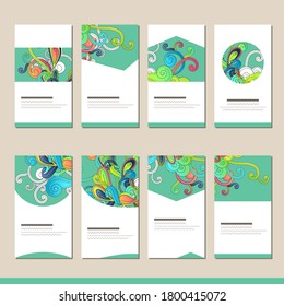 Set with different abstract templates with fancy lines. Cards for your design and advertisement