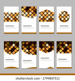 Set with different abstract templates with gold squares. Cards for your design and advertisement