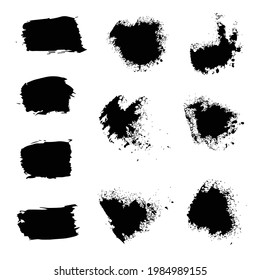 Set of different abstract vector brushes for design. Collection of paint brush strokes on white background.