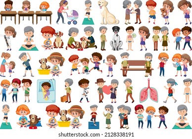 Reihe verschiedener Aktivitäten Menschen in Cartoon-Art Illustration