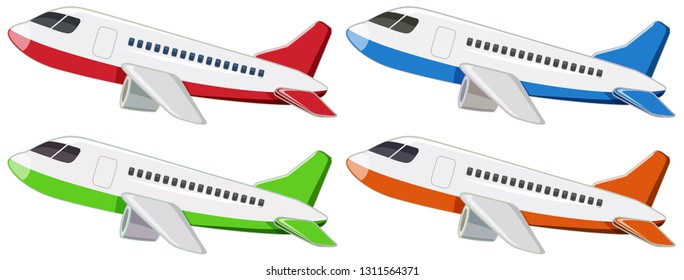Conjunto de ilustraciones de diferentes aviones