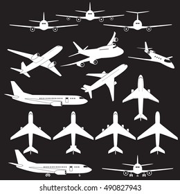 Set of different airplane signs