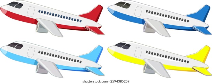 Set of different airplanes vector art
