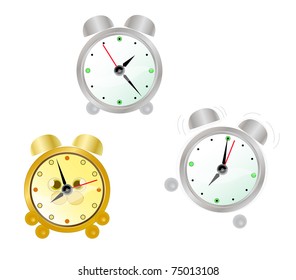 set of different alarm clocks