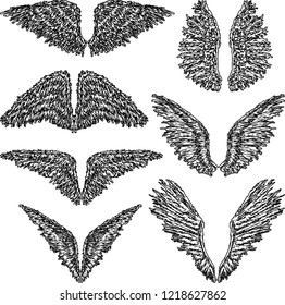 A set of different angel wings