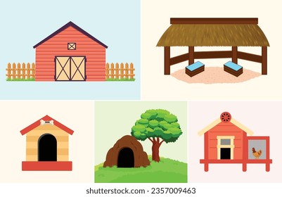 Set of different animal house svg