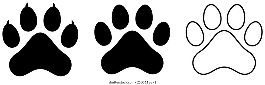Set of different animal paw. Vector illustration
