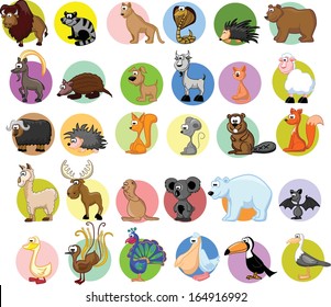 Set of different animals and birds