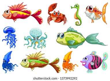 Set of different animals illustration