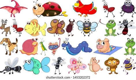 Set of different animals illustration