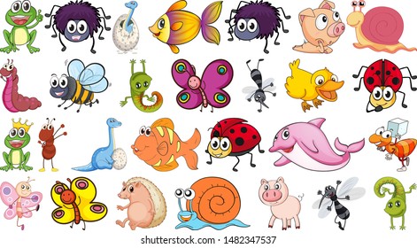 Set of different animals illustration