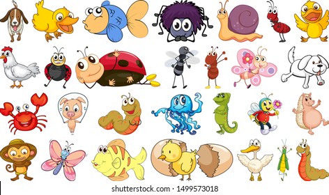 Set of different animals illustration