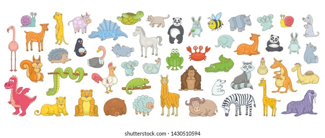 Set of different animals. isolated on white background