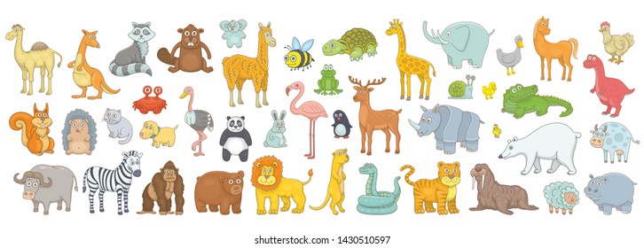 Set of different animals. isolated on white background