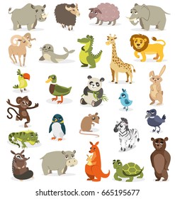 set of different animals on a white background. vector illustration