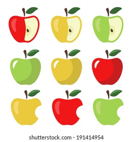 Set of Different Apples on White Background