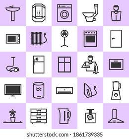 Set of different appliances and furniture for renovation by handyman