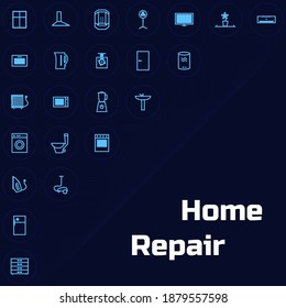 Set of different appliances and furniture for renovation by handyman