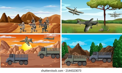 Ilustración de escenas de guerra del ejército