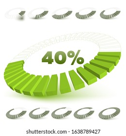 Set of Different arrow circles isolated on the white.Charts, diagrams with 2, 3, 4, 5, 6, 7, 8, 9, 10 steps, parts
