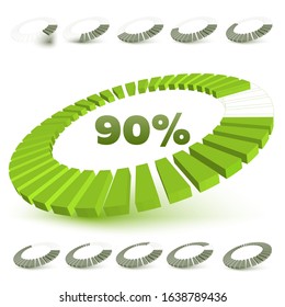 Set of Different arrow circles isolated on the white.Charts, diagrams with 2, 3, 4, 5, 6, 7, 8, 9, 10 steps, parts