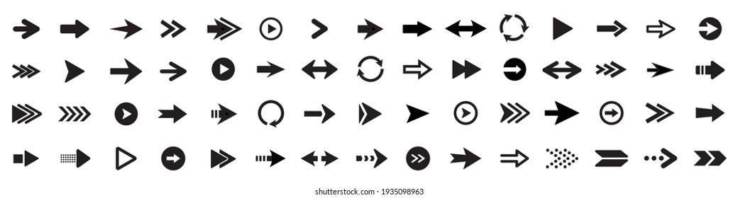 Set of different arrows. Arrows. Arrow icon. Vector illustration.