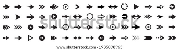 Set of different arrows. Arrows. Arrow\
icon. Vector illustration.