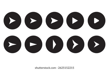 Conjunto de setas diferentes. Conjunto de ícones planos de setas grandes pretas. cursores simples abstratos modernos, ponteiros e botões de direção coleção de ilustrações vetoriais