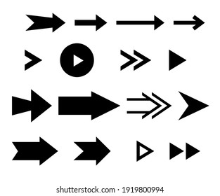 Set of different arrows. directional  arrow flat style isolated on white background. Vector illustration.