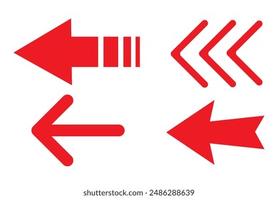 Conjunto de diferentes flechas, ícono, cursor para el Diseño web. Icono de flecha roja, colección de Vector. Vector de silueta de flecha larga. Icono y Vector de flecha Grande. Ilustración vectorial.