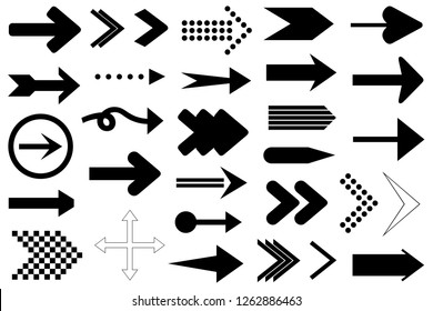 Set of different arrows isolated on white