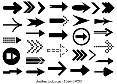 Set of different arrows isolated on white