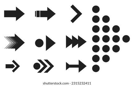set different arrows mark. Collections arrows pointers. Flat style vector illustration