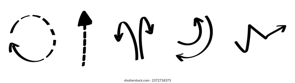 Set of different arrows on white background