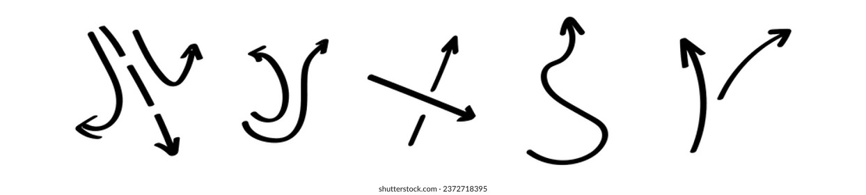 Set of different arrows on white background