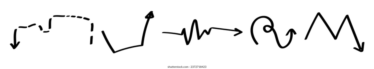 Set of different arrows on white background
