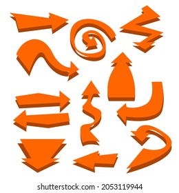 Set of different arrows and pointers in flat cartoon style